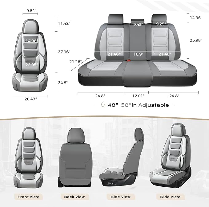 Coverado Car Seat Covers Full Set, Seat Covers for Cars, Front Seat Covers and Back Seat Cover Waterproof Leather Automotive Seat Cover, Universal Car Interior Protectors Cushion for Most Cars