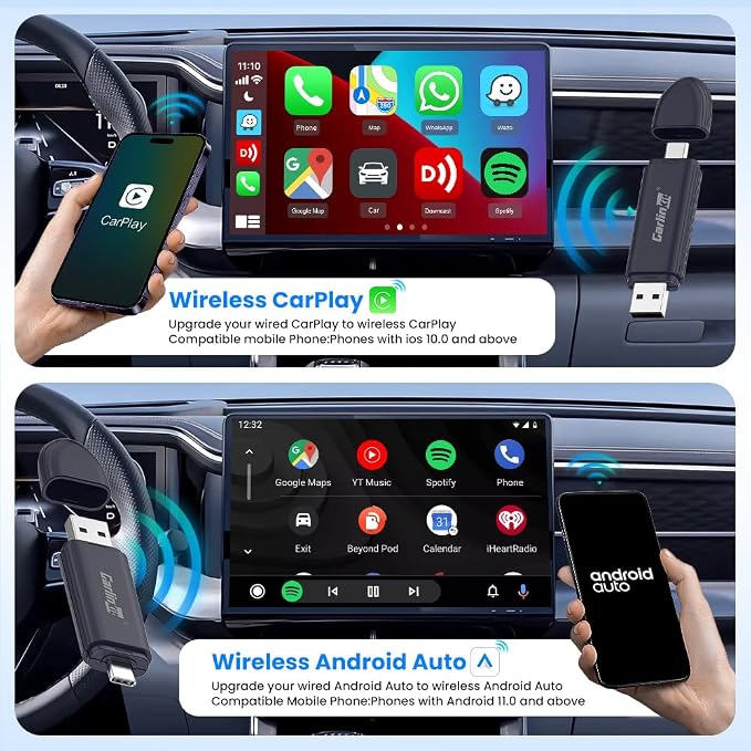 Carlinkit Mini SE Pro Wireless CarPlay Adapter, Wired to Wireless Converter for OEM Factory Wired CarPlay/Android Auto Cars, 5GHz WiFi Fast Connect with USB C/A Dual Port
