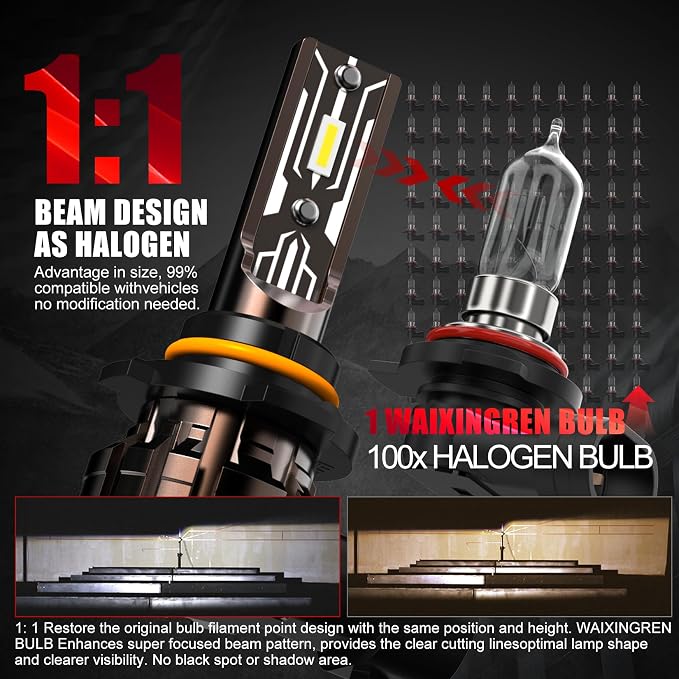Bulb, 26000LM Super Bright 6500K 800% Brighter Bulbs with Turbo Fan, IP68 Waterproof, Plug-N-Play (9005+9006)