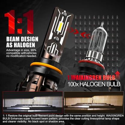 Bulb, 26000LM Super Bright 6500K 800% Brighter Bulbs with Turbo Fan, IP68 Waterproof, Plug-N-Play (9005+9006)