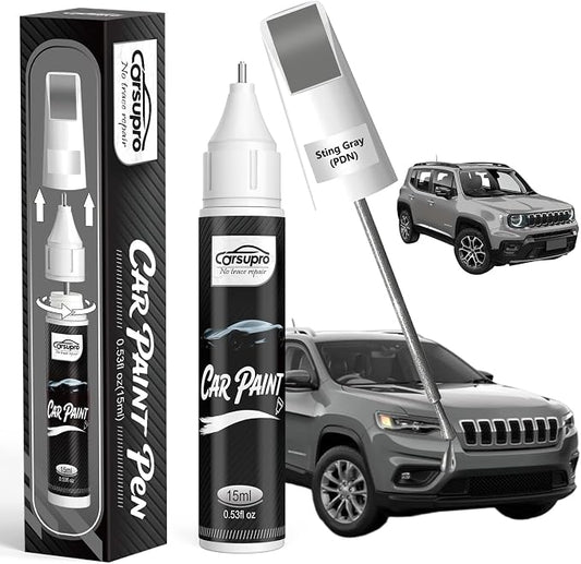 Sting Gray(PDN) for Jeep Touch Up Paint Pen, 2 in 1 Car Scratch Remover with Pen Tip and Brush, Precise Color Match for Car Paint Scratch Repair, Quickly and Easily Fix Chips and Nicks