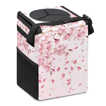 Car Trash Can – Multi-Purpose, Lightweight and Portable with Durable Water-Resistant Coating, No Installation Required, Practical and Ample Capacity, Variety of Colors.Cherry Blossom Pattern