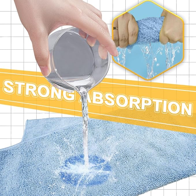 Car Wash Drying Towels, 450gsm Ultra-Thick Absorbent Lint-Free Extra Soft Microfiber Rags for Car Detailing, Interior & Exterior Cleaning Cloths, 16in x 16in - Microfiber, Blue, 6 Packs