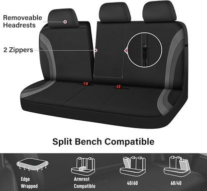 CAR PASS EVA Waterproof Back Seat Cover,Gray Bench Seat Cover, Rear Seat Cover Universal Fit for Cars Sedans SUVs Vans Truck 95% Automotive Interior Backseat Car Covers (Rear,Black and Gray)