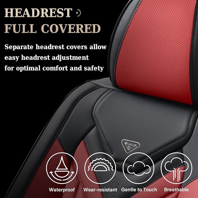 Coverado Seat Covers, Car Seat Covers Front Seats, Leather Seat Covers for Cars, Automotive Seat Covers Car Seat Protector Car Seat Cushion Universal Fit for Most Sedans SUV Pick-up Truck(Burgundy)