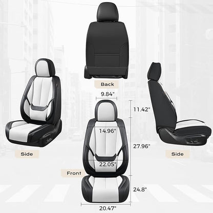 Coverado Seat Covers, Car Seat Covers Front Seats, Leather Seat Covers for Cars, Car Seat Protector Waterproof, Black Car Seat Cushion, Front Carseat Cover Universal Fit for Most Cars White