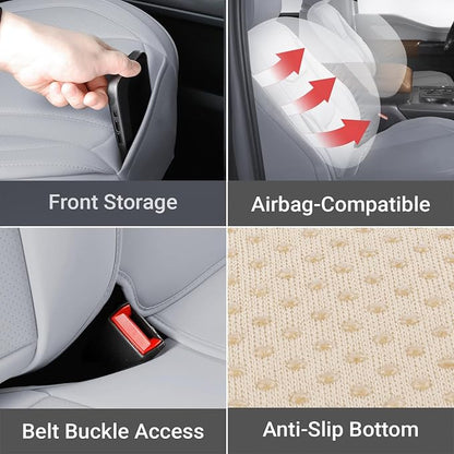 Coverland Custom Fit Car Seat Covers for SUV Compatible with [Nissan Ariya, Toyota 4Runner] Premium Car Seat Cover Water Resistant Leather Non-Slip Interior Protector [Full Set Gray - Size Chart X88]