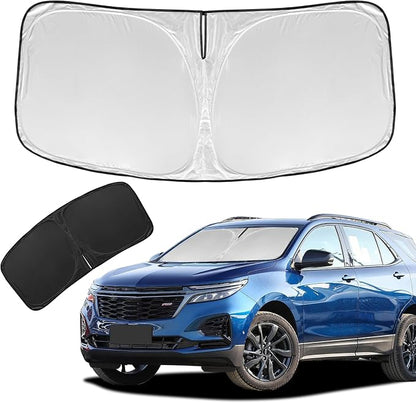 for Chevrolet Equinox 2018-2024 2025 Sun Shade Sunshade Windshield Cover - 4 Layers Front Window Shade Not for Chevy Equinox EV Sun Visor - 240T Retractable Shade Blocks UV Rays Car Accessories