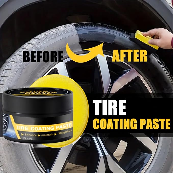 Tyre Care Gel - Tire Dressing Paste, Glossy Black Coating, Automotive Waxing Accessory, Durable Shine Restorer | Ideal For Car Motorcycle Truck Rim Cleaning Renovation Maintenance Protection Detailing