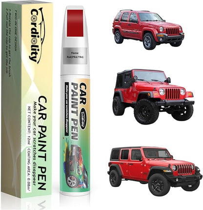 Car Touch Up Paint Flame Red(PR4/TR4) for Jeep, Color Accurate Car Scratch Repair Remover Pen Fix Auto Paint Chips and Nicks