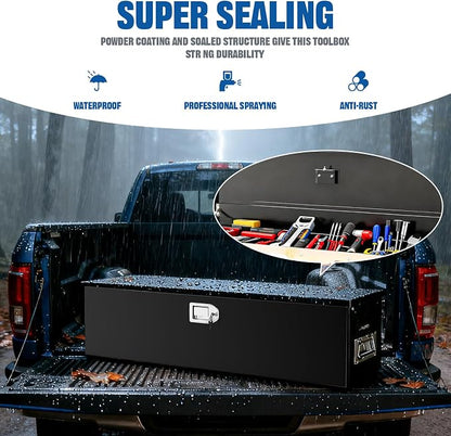 Truck Bed Tool Box, Crossover, 38.5 x 11.6 x 9.6 Inches, Alloy Steel, Lockable, Weathertight, Rust Resistant, Impact Resistant, Dustproof, Flip Top, for Pickup Trucks
