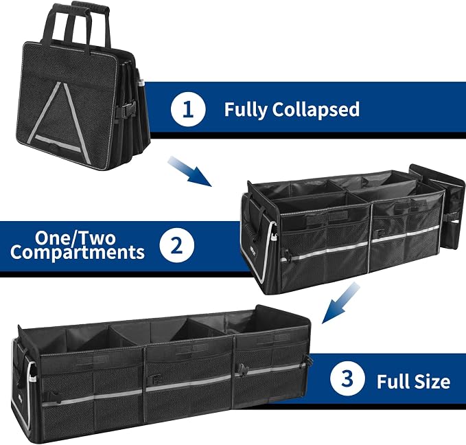 Front Trunk Organizer with Leakproof Cooler Bag for Tesla Model Y Model 3 2017-2025, Frunk Storage Collapsible Container Box Compatible with Front Rear Trunk Seats for Accessories, Black