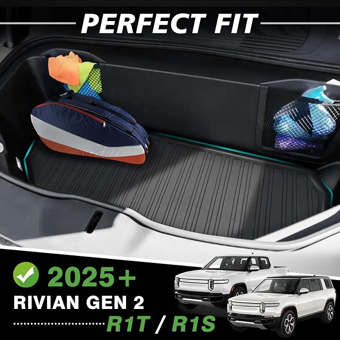 BestEvMod Gen2 Frunk Mat Compatible with Rivian R1T R1S Gen 2 All-Weather Front Trunk Mat TPE Material Rubber Cargo Liner 2025 2026 Accessories (Frunk Liner 2025+)