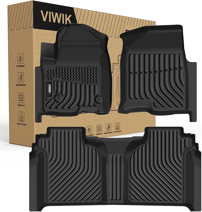 VIWIK TPE Floor Mats for Chevy Silverado/GMC Sierra 1500 2019-2026 Crew Cab, All Weather Car Mats Compatible for GMC Sierra 2500HD/3500HD 2020-2026, Chevy Silverado 1500 Accessories, 3pcs