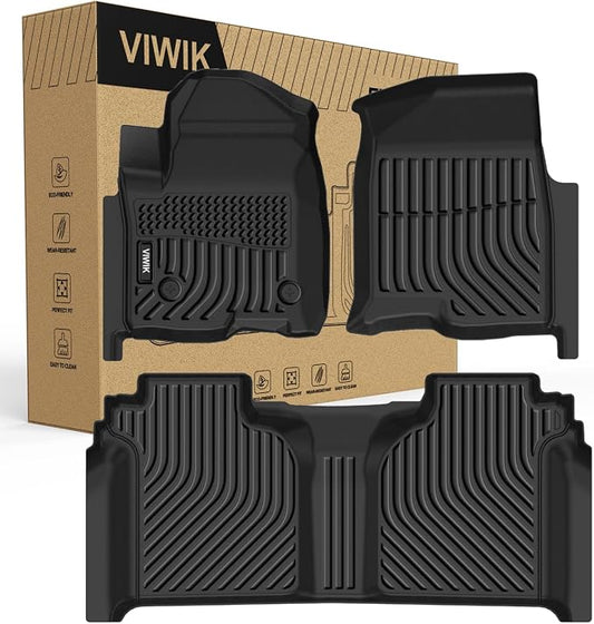 VIWIK TPE Floor Mats for Chevy Silverado/GMC Sierra 1500 2019-2026 Crew Cab, All Weather Car Mats Compatible for GMC Sierra 2500HD/3500HD 2020-2026, Chevy Silverado 1500 Accessories, 3pcs