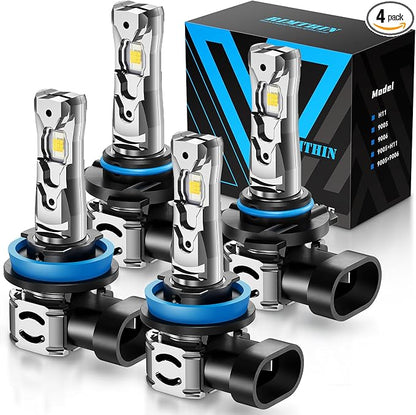rimthin 9005+H11 Bulbs Combo, H 11 9005 Fog Lights Bulb, 64,000LM 800% Brighter with Cooling Fan, Plug and Play, Pack of 4