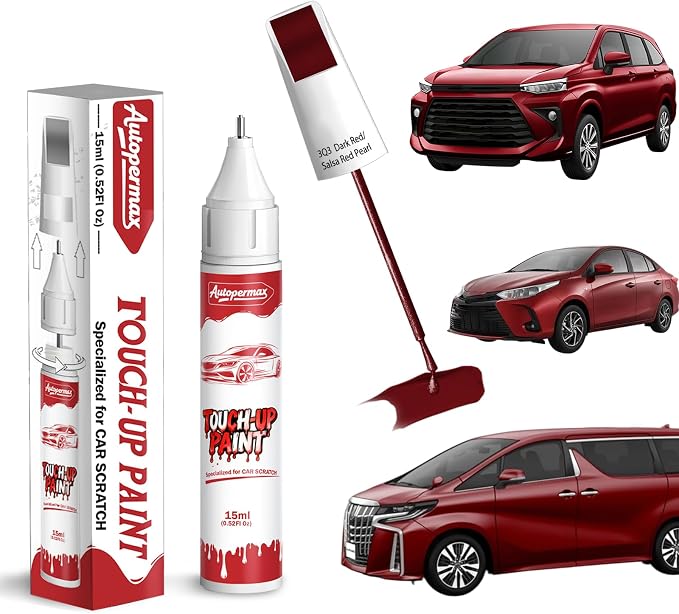 3Q3 Dark Red/Salsa Red Pearl Car Touch Up Paint for Toyota, Color Accurate Two-In-One Car Paint Scratch Repair Pen, Professional Scratch Remover for Vehicles Chips and Nicks Scuff