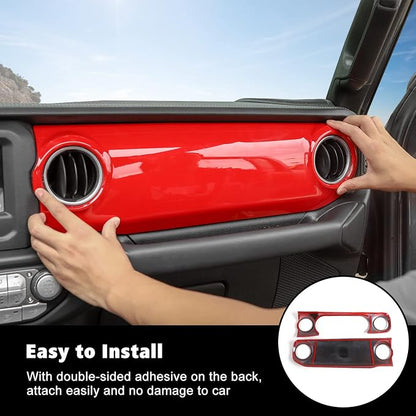 RT-TCZ Center Console Trim Cover Dashboard Control Panel Cover Decorative Interior Accessories for Jeep Wrangler JL JLU & Gladiator JT 2018-2023,Red