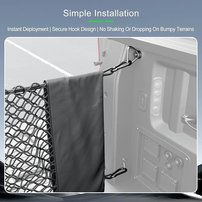 xipoqix Truck Bed Cargo Net 49.21 x 18.11 Inch Compatible with 2015-2026 Ford F150 Truck Bed Organizer Mesh Net Replacement for 2015-2026 Ford F-150 Accessories