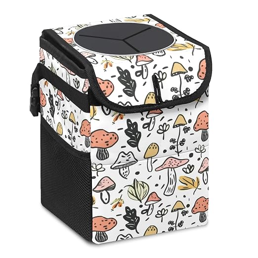 Car Trash Can – Multi-Purpose, Lightweight and Portable with Durable Water-Resistant Coating, No Installation Required, Practical and Ample Capacity, Variety of Colors.Mushroom