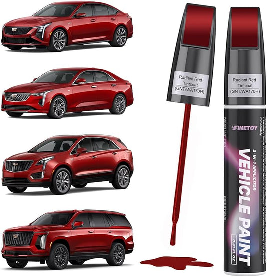 Radiant Red Tintcoat(GNT/WA170H) Touch up Paint for Cadillac, Quick & Easy Fix for Car Scratches, 2 in 1 Car Touch up Paint with Pen Tip and Brush, Auto Scratch Repair Pen with Exact Color Match