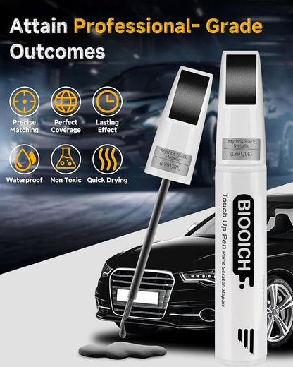Touch Up Paint Pen Exact Color Match Car Chip and Scratch Repair (for Audi, Mythos Black(0E/LY9T))