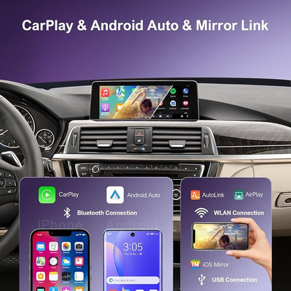 Wireless Carplay Android Auto for BMW NBT Evo ID5/ID6 System, for BMW 1/2/3/4/5/6/7/X1/X3/X4/X5/X6 2016-2020 Compatible with Carplay, Mirrorlink, Reverse Camera, Navigation