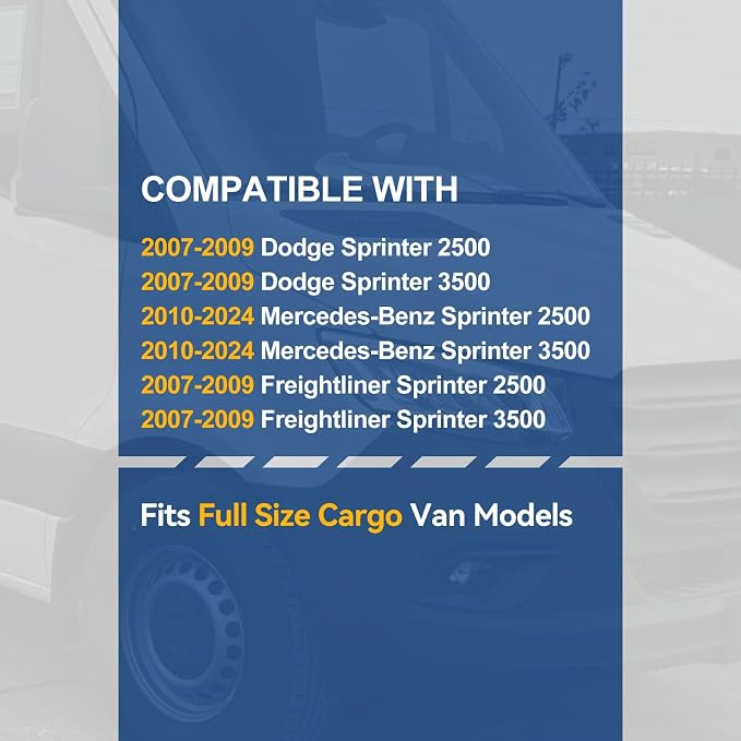 Auto Dynasty Running Boards Compatible with 2007-2024 Dodge Mercedes-Benz Freightliner Sprinter 2500 3500 Full Size Cargo Van, Stainless Steel Side Step Rail Nerf Bars, 6.5" x 36" Left / 96" Right