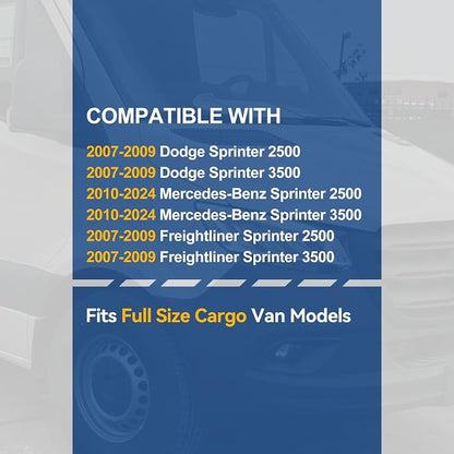 Auto Dynasty Running Boards Compatible with 2007-2024 Dodge Mercedes-Benz Freightliner Sprinter 2500 3500 Full Size Cargo Van, Stainless Steel Side Step Rail Nerf Bars, 6.5" x 36" Left / 96" Right