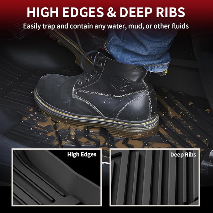 LASFIT Floor Mats for Toyota Camry 2017 2016 2015 LE/SE/XLE/XSE/Hybrid, Custom Fit TPE All Weather Floor Liners for Camry 2015-2017 1st & 2nd Row Car Mats, Black