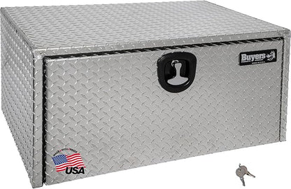 Buyers Products 1705119 Diamond Tread Aluminum Underbody Truck Tool Box, 18 x 24 x 36, Made in USA, .100 in. Thick, Corrosion-Resistant, Locking Compression Latch, Secure Storage for Work Trucks