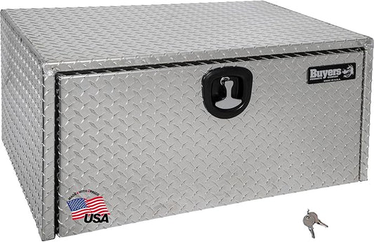 Buyers Products 1705119 Diamond Tread Aluminum Underbody Truck Tool Box, 18 x 24 x 36, Made in USA, .100 in. Thick, Corrosion-Resistant, Locking Compression Latch, Secure Storage for Work Trucks