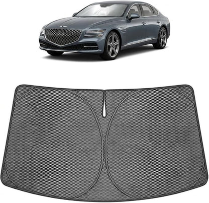 Proadsy Windshield Sun Shade Custom Fit Genesis G80 2021-2026 Ice Crystal Black Front Window Sunshade UV and Heat Blocker Foldable Visor Keeps Car Cooler for Summer Parking and Daily Use