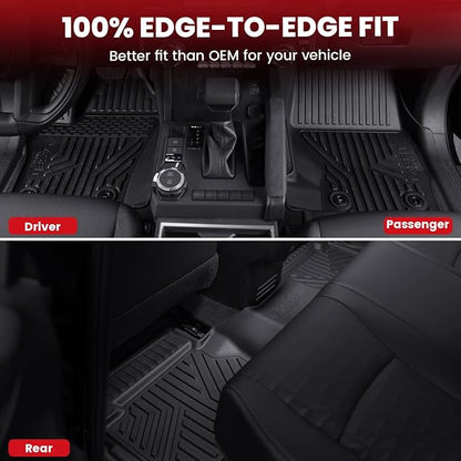 LASFIT Floor Mats for Toyota Tacoma 2024-2026 Double Cab Gas Manual Tran Only (Not Fit Hybrid & Xtra Cab & Auto Trans) All Weather TPE Floor Liners for Custom Fit Tacoma Front&Rear 2 Row Mats