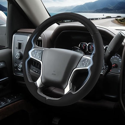 Steering Wheel Cover for Chevy Silverado 1500 2014-2018/2500 2500HD 3500 3500HD 2015-2019/ 4500HD 5500HD 6500HD 2019-2024/ Suburban Tahoe 2015-2020/ Traverse 2018-2023 Chevrolet