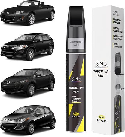 XNA Brilliant Black(A3F) for Mazda Touch Up Paint, Car Scratch Remover for Nicks and Chips Repair, 2-In-1 Quick & Easy Fix Car Scratch Repair Kit with Exact Color-Matched