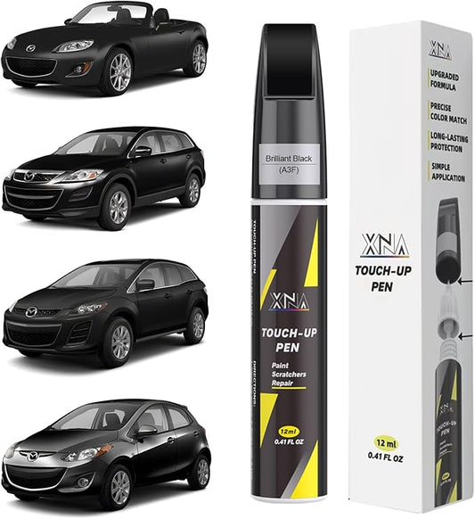 XNA Brilliant Black(A3F) for Mazda Touch Up Paint, Car Scratch Remover for Nicks and Chips Repair, 2-In-1 Quick & Easy Fix Car Scratch Repair Kit with Exact Color-Matched