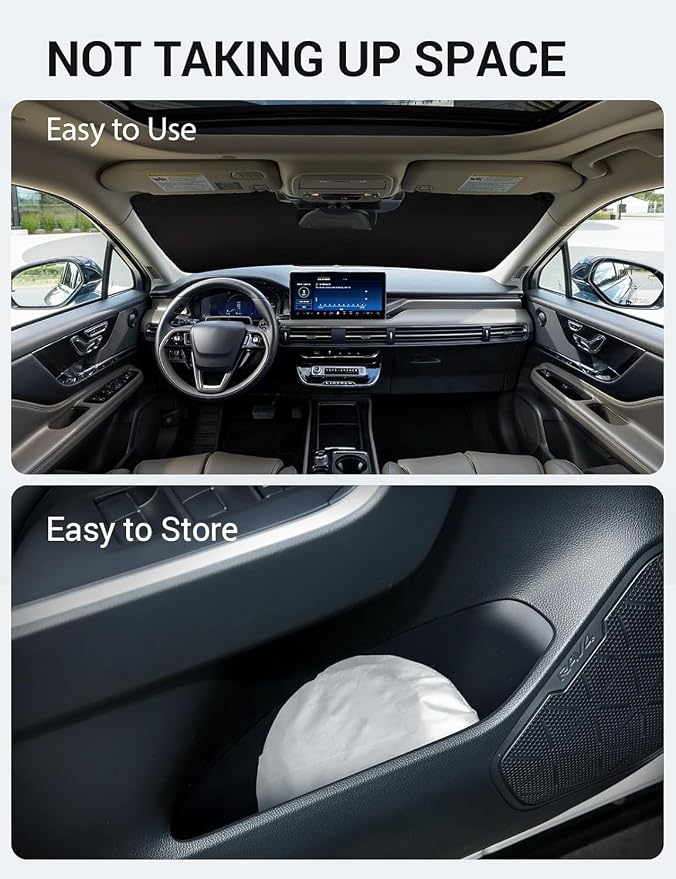 Proadsy Windshield Sun Shade for 2020–2025 2026 Lincoln Corsair Foldable Front Sunshade Protector Sun Visor Blocks UV Rays Keep Car Cooler