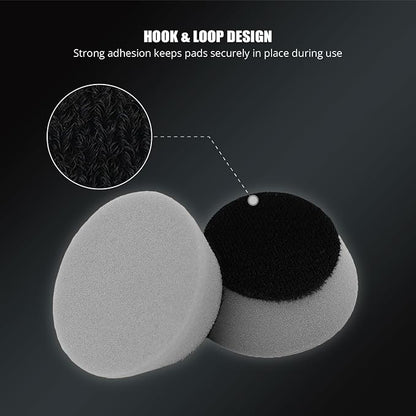 SPTA PRO Gray Mini Ultra-Fine Finishing Foam Polishing Pads, 5Pcs 2inch/50mm Sponge Polishing Buffing Pads, Car Foam Detail Polishing Pad Kit for Car Detail Polishing, Small Area Polishing -FF203-5