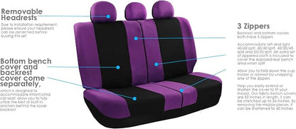 FH Group Car Seat Covers Combo Full Set with Carpet Floor mats Steering Wheel Cover and Seat Belt Pads- Universal Fit for Cars Trucks and SUVs Purple