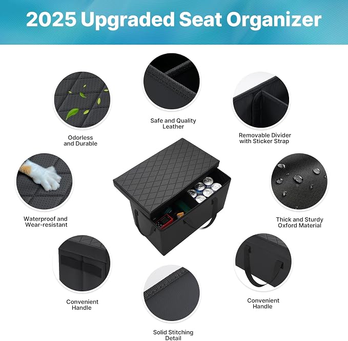 Mixsuper Liner Car Seat Organizer for Chrysler Pacifica 2017-2025 2026, Console Organizer Backseat Box for Pacifica, Dog Toy Box Storage Bin Kids Toys Baby Supplies Travel Accessories