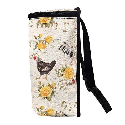 Talayituse Rooster Chicken Print Car Trash Can, Rose Letter Portable Auto Garbage Bin Valentine's Day Decor Multifunctional Vehicle Interior Accessories with Adjustable Straps Universal Fit SUV Sedan