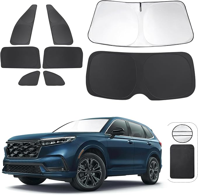 TINGLU Window Shades for Honda CR-V 2023-2026 Accessorie Car Side Full Windows Rear Triangular Windshield Sun Shade Sun UV Rays & Privacy Protection for Camping,Napping,and Relaxing 8PCS