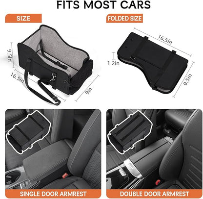 TKYZ Center Console Dog Car Seat,Pet Puppy Car Seat,Middle Console Dog Armrest Booster Seat for Small Dogs(Black)
