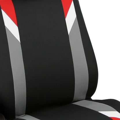 FH Group Premium Modernistic Flat Cloth Car Seat Covers – Universal Fit, Washable Seat Covers for SUV Sedan Van, Red, Full Set