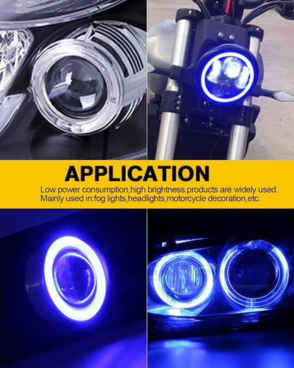 Qasim 1-Pair Blue 80MM 63SMD COB LED Halo Ring Angel Eyes with lampshade Cover Led DRL Fog Light Lamp 12V 24V