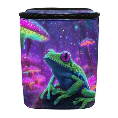 Talayituse Frog Mushroom Galaxy Print Car Trash Can with Lid, Leak Proof Auto Trash Bag Hanging Vehicle Garbage Can Multipurpose Storage Container for Back Seat Road Trip