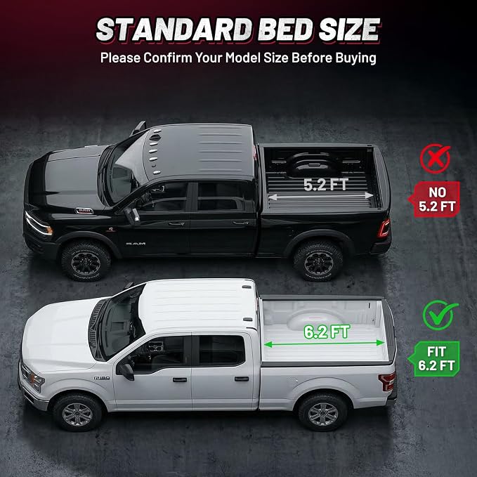 BDFHYK Hard Tri Fold Tonneau Cover for Chevy Colorado GMC Canyon 2015-2026 6.2 FT Long Bed, Waterproof Hard Folding Truck Bed Cover with Anti-Theft Lock, Easy Install for Camping and Work Trucks