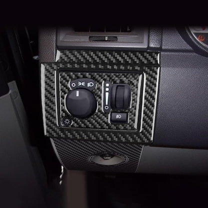 Car Inner Trunk Switch Button Sticker Headlight Switch Kit Decal Kit Real Premium Carbon Fiber Trim Compatible with Dodge Charger 2008 2009 2010 Interior Accessories Decor Style A 6pcs Black