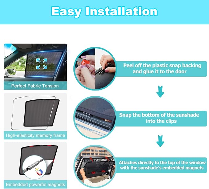 XCBYT Tucson Window Shades for 2015-2020, 4PCS Side Window Sun Shades with Breathable Mesh, Magnetic Car Window Covers for Baby & Privacy, UV Protection & Heat Insulation